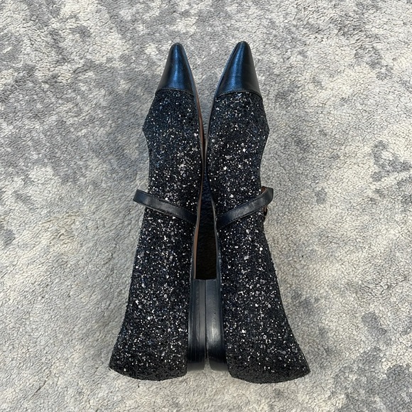 Linea Paolo Niara Glitter Flat Pointed Toe Mary Jane Black Sparkle Sz 11 - Picture 8 of 13